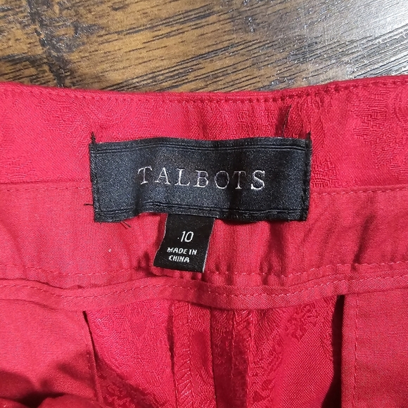 Talbots Signature Pants‎ Red Floral Jacquard Sz 10 Straight Leg Mid Rise Stretch - Picture 7 of 8